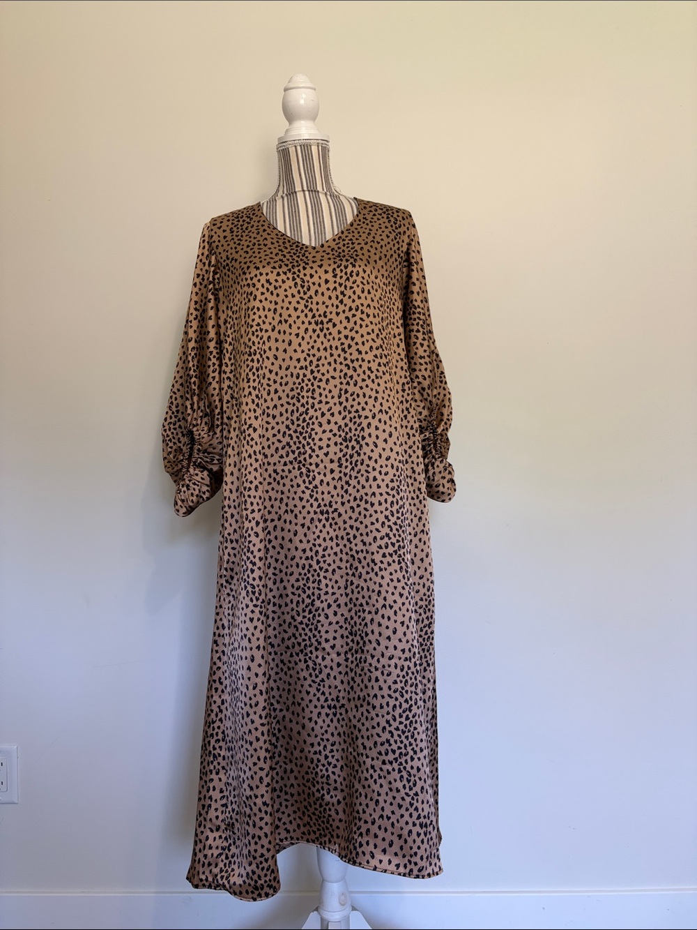 Vici Tan and Black Silky Leopard Print Dress
